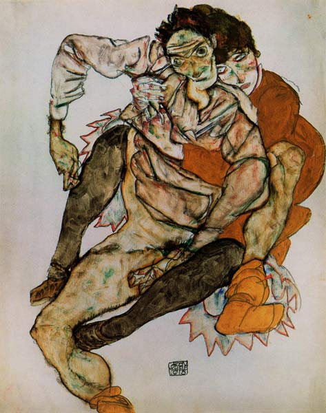 Sitzendes Paar (Egon und Edith Schiele) von Egon Schiele