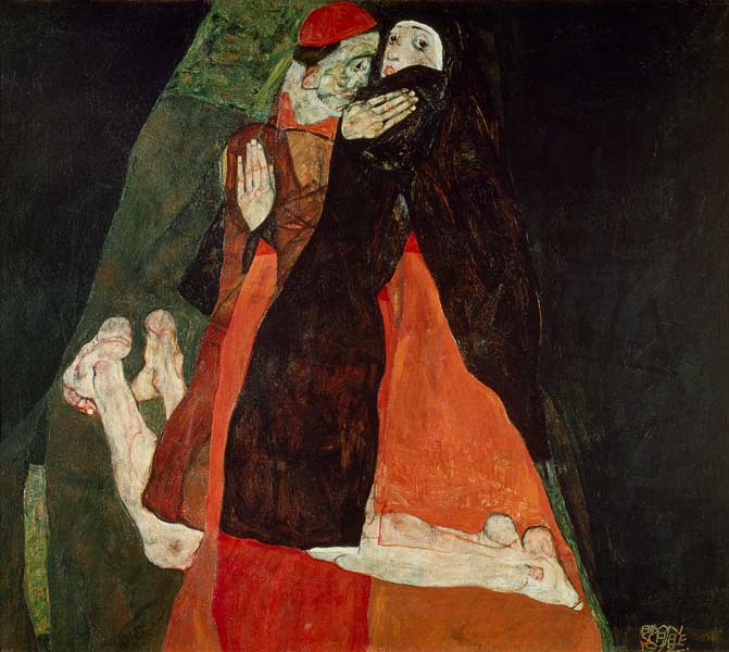 Kardinal und Nonne (Liebkosung) von Egon Schiele