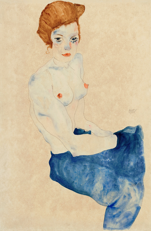 Seated blue nude von Egon Schiele