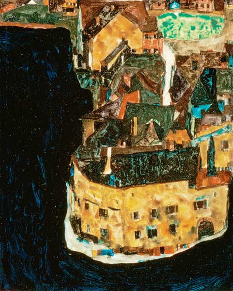 Stadt am blauen Fluss II., von Egon Schiele