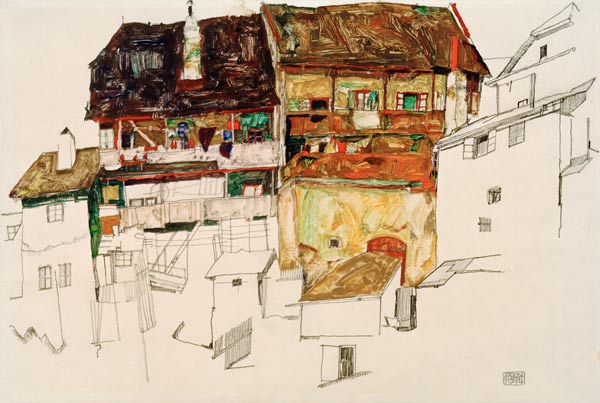 Alte Häuser in Krumau von Egon Schiele