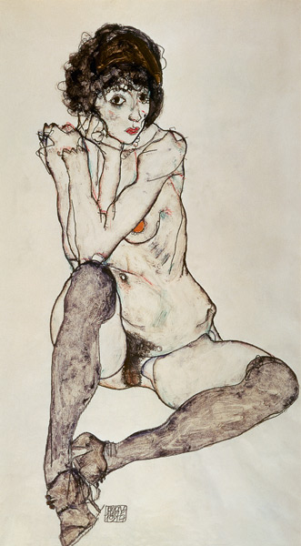 Sitzender Mädchenakt. von Egon Schiele