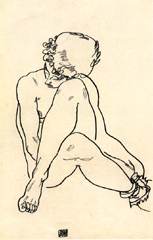 Sitzender Akt mit gekreuzten Beinen von Egon Schiele