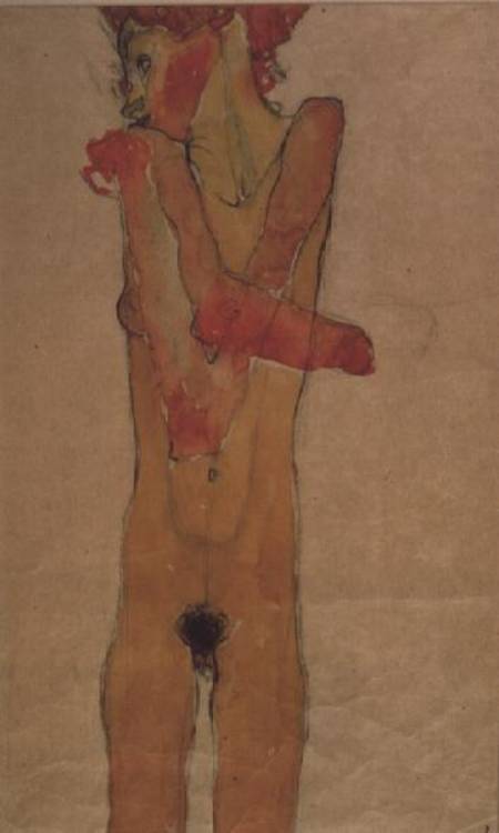 Standing female nude with crossed arms von Egon Schiele