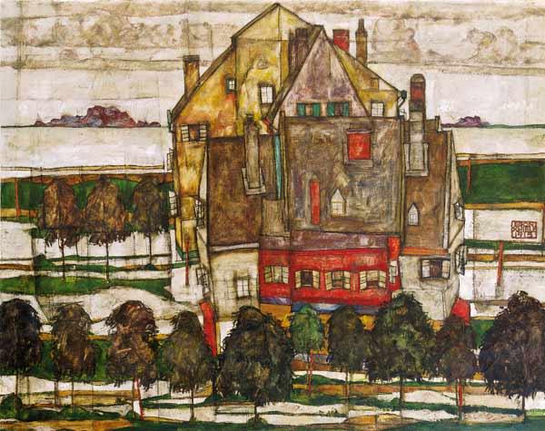 Einzelne Häuser (Häuser mit Bergen) 1915