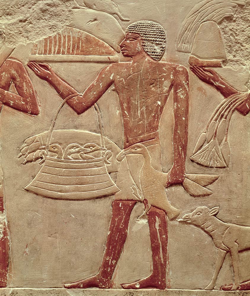 Relief depicting a porter with a basket of fledglings, from the Tomb of Princess Idut, Old Kingdom von Egyptian