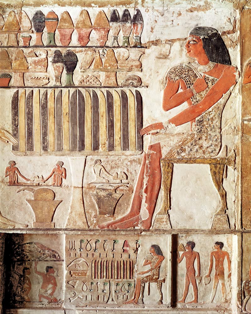 The deceased in front of a table of food, Egyptian, Old Kingdom von Egyptian