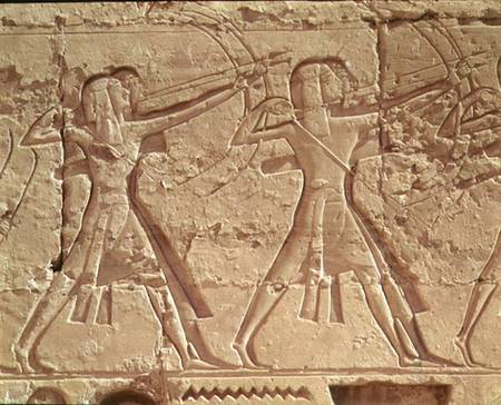 Archers, detail from the hunt of Ramesses III (c.1184-1153 BC) from the Mortuary Temple of Ramesses von Egyptian