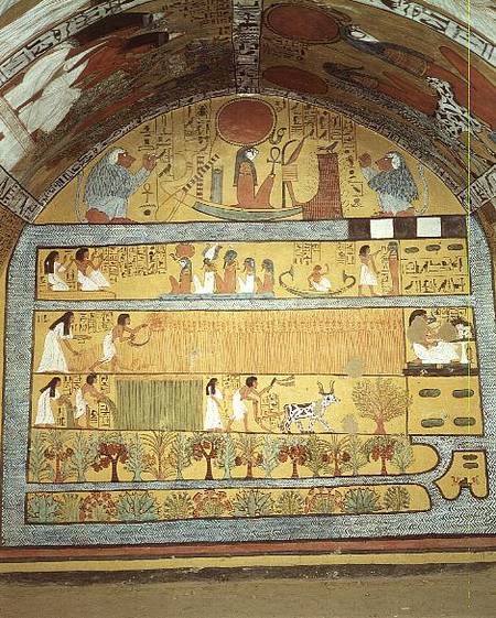 Harvest Scene on the East Wall, from the Tomb of Sennedjem, The Workers' Village, New Kingdom von Egyptian
