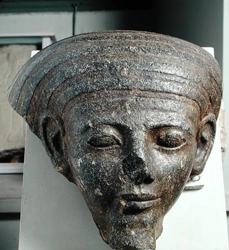 Head of a priest, from a sarcophagus, New Kingdom von Egyptian