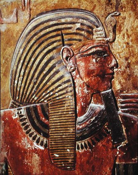 The head of Seti I (r.1294-1279 BC) from the Tomb of Seti, New Kingdom von Egyptian