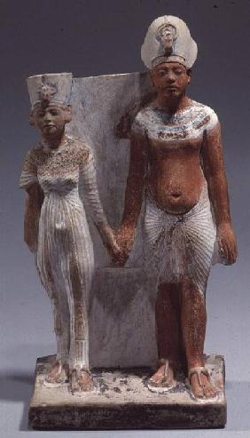 Statuette of Amenophis IV (Akhenaten) and Nefertiti, from Tell el-Amarna, Amarna Period, New Kingdom 1353-1337