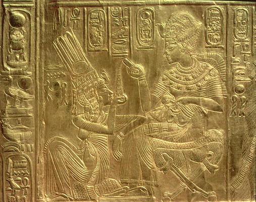 Detail from the Golden Shrine, Tutankhamun's Treasure (wood overlaid with a layer of gesso and cover von Egyptian 18th Dynasty