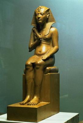Seated statue of a pharaoh, New Kingdom (stone) 15th