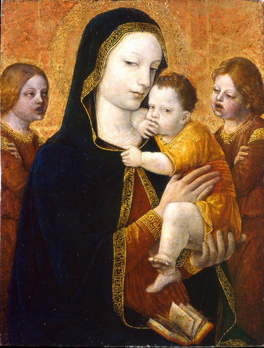 Madonna mit dem Kind und zwei Engeln von eigentl. Ambrogio da Fossano um Bergognone