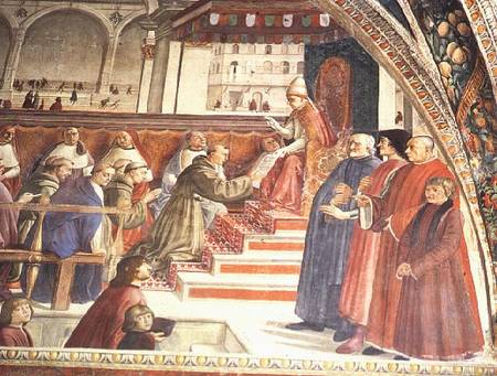 Lorenzo de' Medici, Sassetti and his Son with Antonio Pucci, from the Sassetti Chapel von  (eigentl. Domenico Tommaso Bigordi) Ghirlandaio Domenico