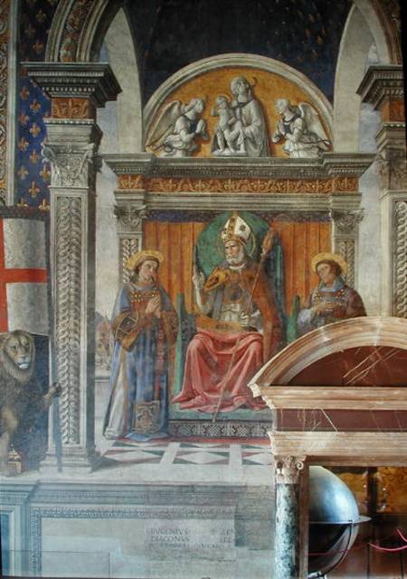 Saints Zenobius, Stephen and Lawrence, detail from the fresco in the Sala dei Gigli von  (eigentl. Domenico Tommaso Bigordi) Ghirlandaio Domenico