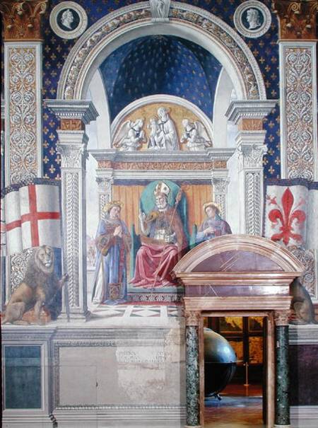 Saints Zenobius, Stephen and Lawrence, detail from the fresco in the Sala dei Gigli von  (eigentl. Domenico Tommaso Bigordi) Ghirlandaio Domenico