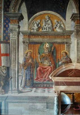 Saints Zenobius, Stephen and Lawrence, detail from the fresco in the Sala dei Gigli c.1470