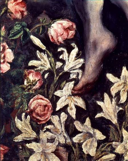 The Assumption of the Virgin, detail of flowers von (eigentl. Dominikos Theotokopulos) Greco, El