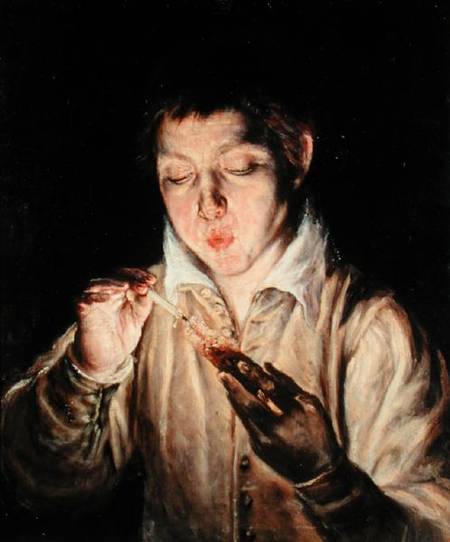 A Child Blowing on an Ember von (eigentl. Dominikos Theotokopulos) Greco, El