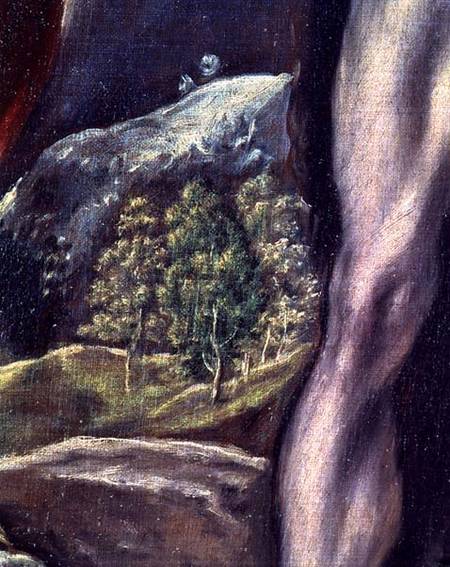 SS. John the Evangelist and John the Baptist, detail of landscape von (eigentl. Dominikos Theotokopulos) Greco, El