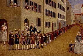 Kinderfest mit den drei Königen am Westertor in Memmingen um 1795