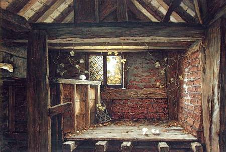 Among the Rafters, Speke Hall, Liverpool  on paper on von Elias Mollineaux Bancroft