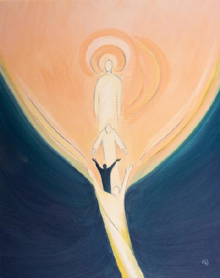 Christ leans from Heaven and draws us, with the power of the Holy Spirit, to the heart of God 2001