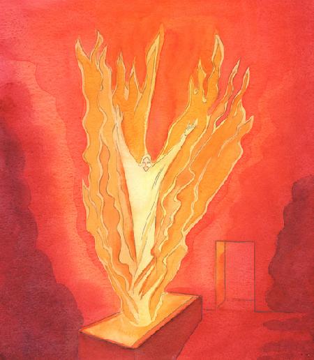 Christ rose from the tomb in glory at Easter, transformed, as if in a blazing fire of charity, as th 2003