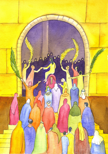 Jesus enters Jerusalem in procession (Palm Sunday) von Elizabeth  Wang
