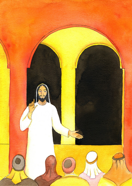 Jesus preached in the Temple, speaking the truth, and angering some people who then plotted to harm  von Elizabeth  Wang