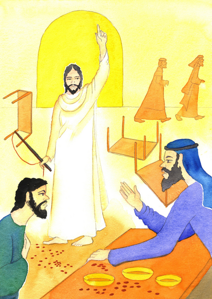 Jesus says to the money changers in the Temple: Is it not written, My house shall be called a house  von Elizabeth  Wang