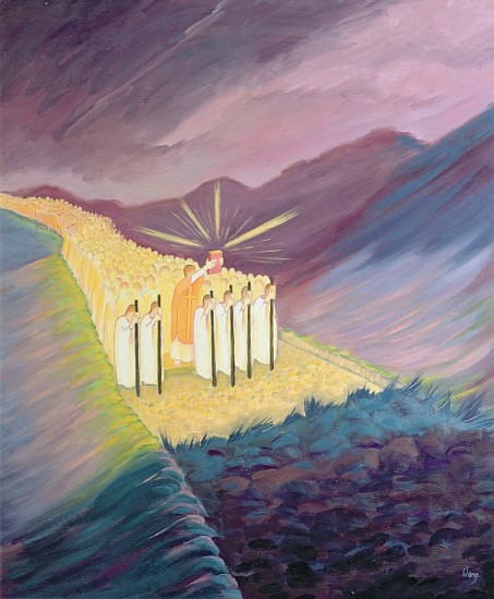 We walk in the Sacred Tradition, guided by the Bible and the Teaching of the Church, 1995 (oil on pa von Elizabeth  Wang