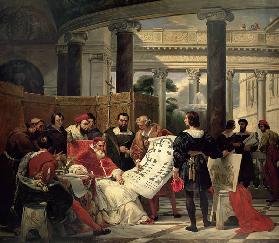 Pope Julius II ordering Bramante, Michelangelo and Raphael to construct the Vatican and St. Peter's 1827