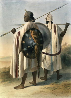 Abyssinian Warriors, illustration from 'The Valley of the Nile', engraved by Eugene Le Roux (1807-63 von Emile Prisse d'Avennes