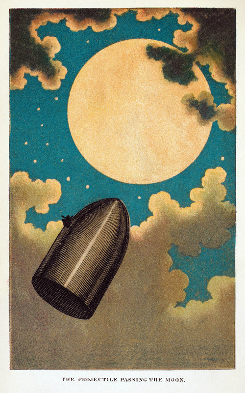 Illustration zum Buch Von der Erde zum Mond von Jules Verne von Emile Antoine Bayard