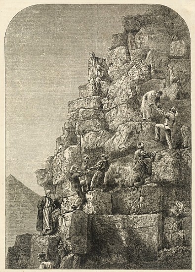 Ascent of the Great Pyramid; engraved from a photograph von English School