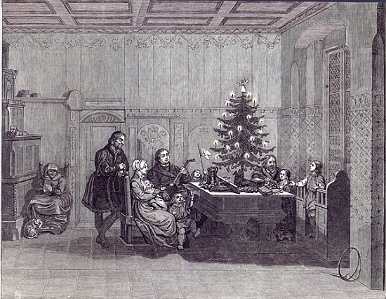Christmas Eve in Germany: Martin Luther and his family, from ''The Illustrated London News'', 26th D von English School