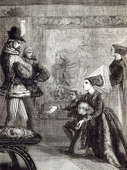 First Meeting of Edward IV and Lady Elizabeth Gray, illustration from ''Cassell''s Illustrated Histo von English School