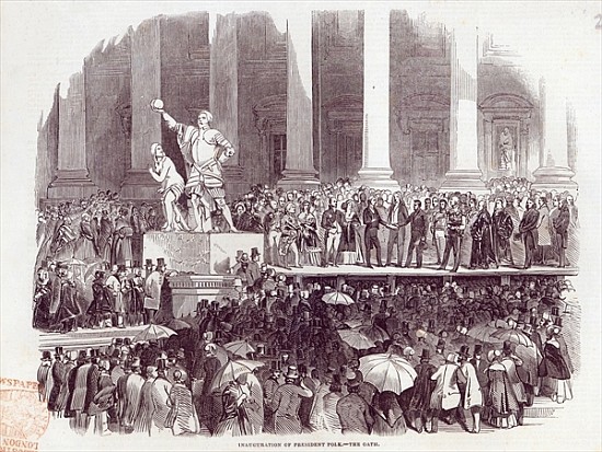 Inauguration of President Polk: The Oath, from ''The Illustrated London News'', 19th April 1845 von English School