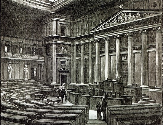 Interior of Houses of Parliament, Vienna, from ''Leisure Hour'' von English School