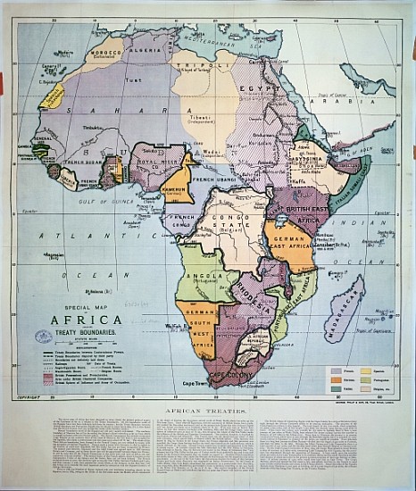 Map of Africa showing Treaty Boundaries, 1891 () von English School
