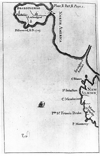 Map of Brobdingnag, illustration from the first edition of ''Gulliver''s Travels'' Jonathan Swift von English School