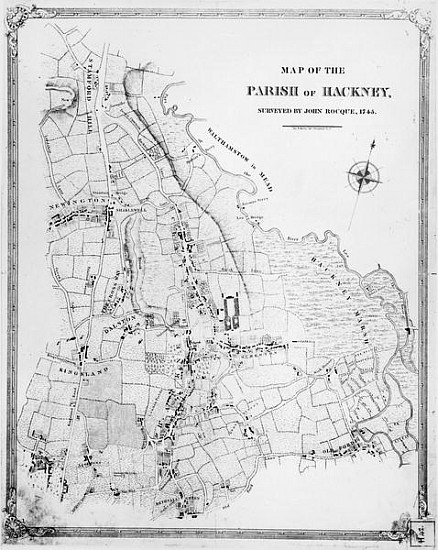 Map of the Parish of Hackney, surveyed John Rocque (c.1709-1762) 1745 von English School