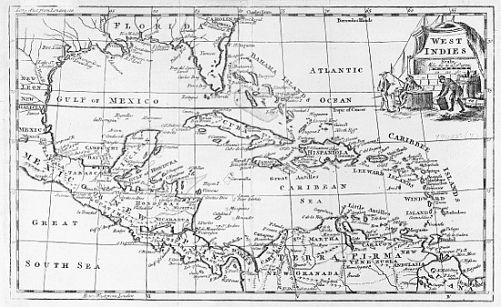 Map of the West Indies, Florida and South America von English School