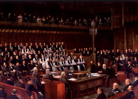 Marquis of Salisbury Speaking in the House of Lords during the Debate of Home Rule von English School