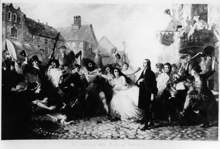 The Mobbing of John Wesley (1703-91) at Wednesbury  (b&w photo) von English School