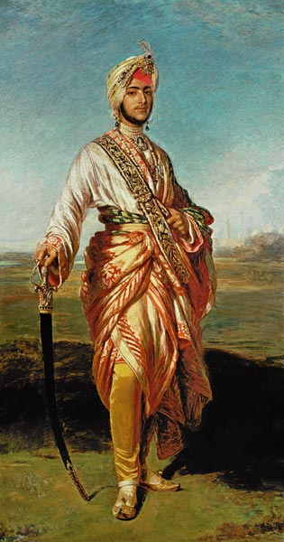 Portrait Of The Maharajah Duleep Singh Of Elveden, Standing Full Length, Wearing Maharajah''s Robes von English School