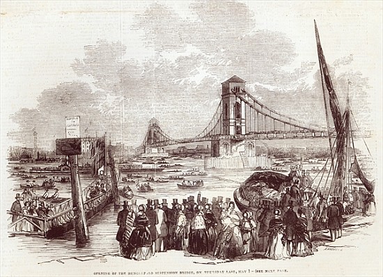 Opening of the Hungerford Suspension Bridge, from ''The Illustrated London News'', 3rd May 1845 von English School